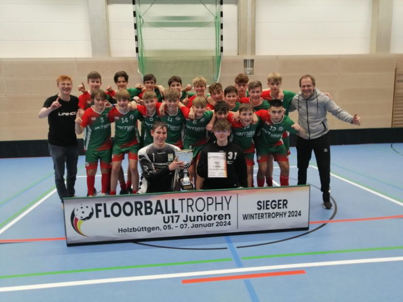 U17-Team West gewinnt Floorball-Wintertrophy  2024 in Büttgen    Bild: Karsten Kever