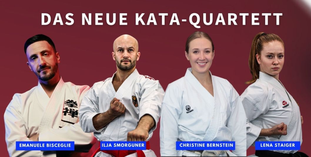 V.l.: Emanuele Bisceglie, Ilja Smorguner, Christine Bernsteil, Lena Staiger    Bild: Deutscher Karate Verband (DKV)