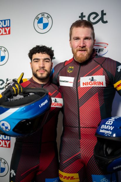 Weltcupsieger in Lettland Adam Ammour (links), Benedikt Hertel (rechts)    Bild: Viesturs Lacis,    Laura Lakovica
