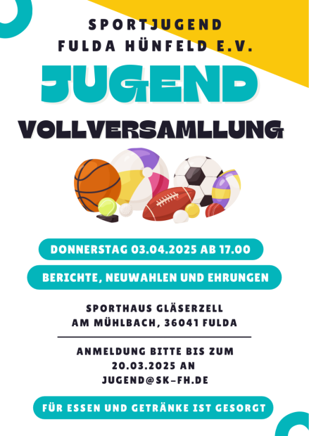 Einladung zur Jugendvollversammlung    Bild: Stina Knittel - Sportjugend Fulda-Hünfeld