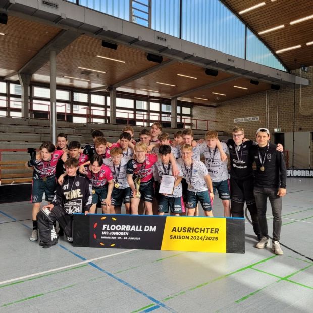 Deutscher Meister U19 2025 wurde die SG Floor Fighters Chemnitz/SC DhfK Leipzig.    Bild: Floorball Deutschland