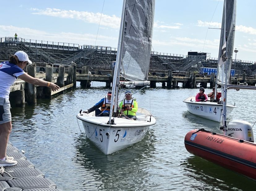 Die beiden Teams aus Offenbach beim Einlaufen im Hafen Sassnitz    Bild: Jutta Reimers-Gruhn ORV-S