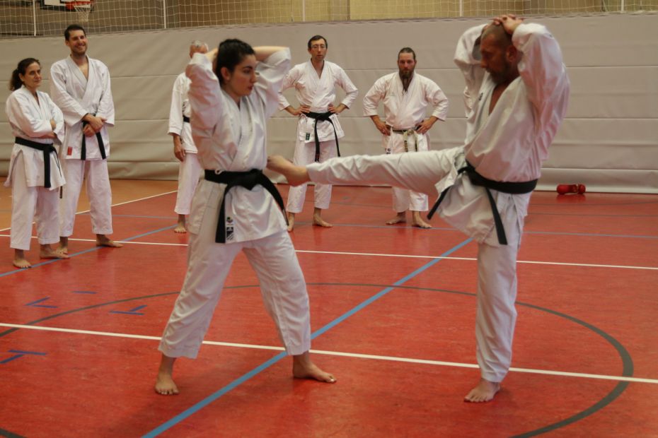 Kumite Unterstufe mit Gilbert Stache, A-Trainer Leistungssport    Bild: Martina Bier für den HFK