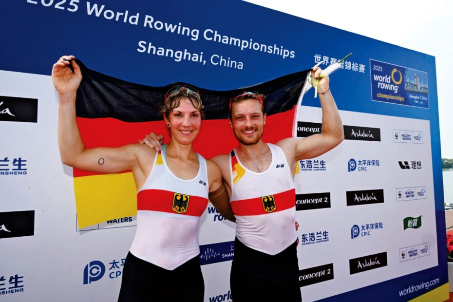 Weltmeister in Weltbestzeit: Kathrin Marchand und Valentin Luz triumphierten im Doppelzweier PR3. Foto: meinruderbild