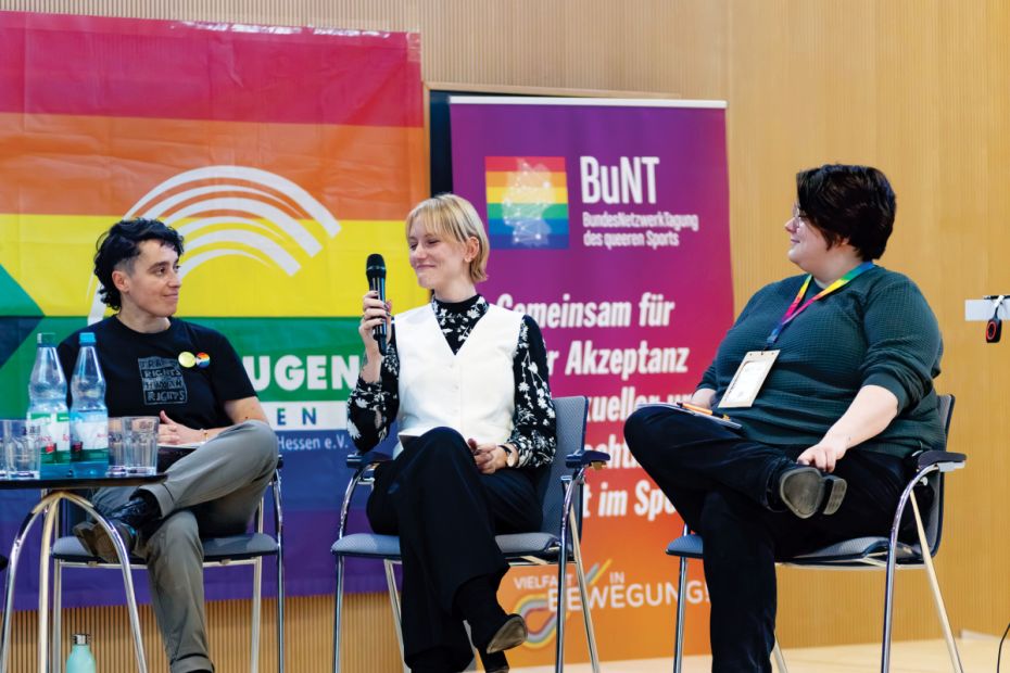 Eine spannende Podiumsdiskussion eröffnete neue Blickwinkel und regte die Teilnehmenden der Tagung zum Nachdenken an.Foto: Sportjugend Hessen
