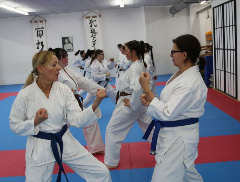 Hessische Karate-Frauen beim traditionellen Karate Training Bild: Martina Bier für den HFK
