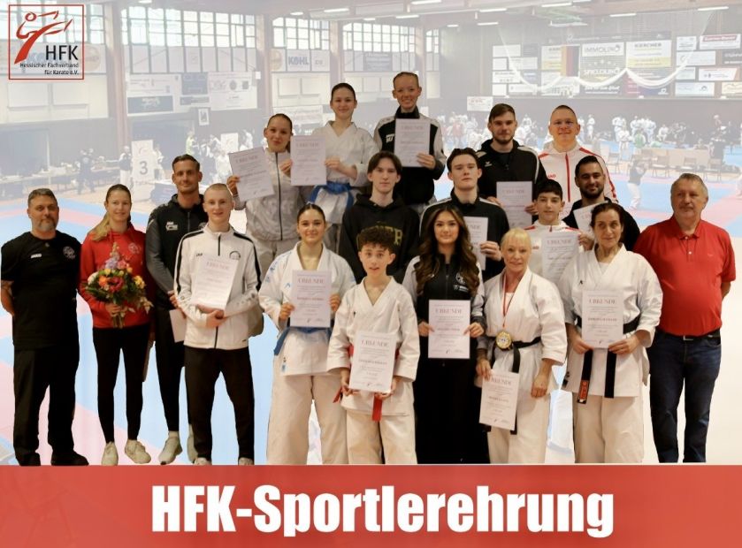 Ehrung einiger Hessischen Athletinnen und Athleten. Rechts: Joachim Jelko (Vizepräsident des Hessischen Fachverbandes Karate e.V.), links Christian Bonsiep (Leistungssportbeauftragter des HFK)    Bild: Martina Bier (HFK Pressereferentin) für den HFK