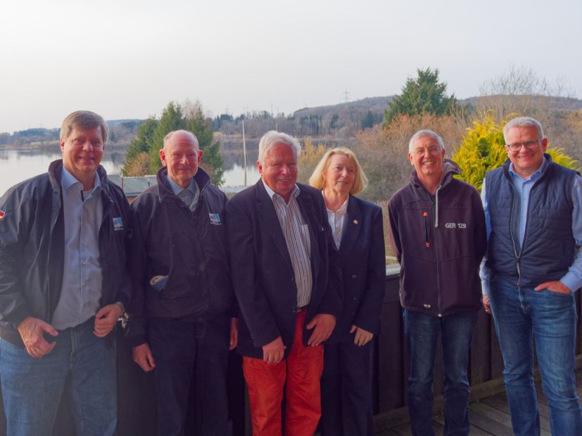 v.li. VP Finanzen Robert Heinbücher, VP Sport Karlo Schmiedel, bisheriger Präsident Klaus-Dieter Lachmann, DSV-Präsidentin Mona Küppers, neuer Präsident Michael von Schleinitz, LJO Dierk Conrad     Bild: Markus Heinbücher