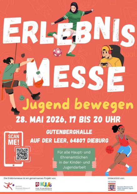 Erlebnismesse 2026 "Jugend bewegen!" am 28. Mai 2026 in Dieburg    Bild: SKDADI