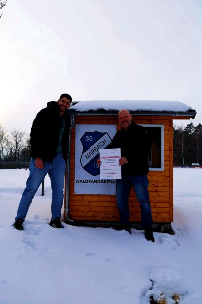 Auf Tour im Sportkreis Fulda-Hünfeld war der lsb h-Sportstättenberater Malik Walters (unten, links). Sportkreischef Harald Piaskowski (unten, rechts) war fast immer mit dabei. Fotos: Gemeinde Hofbieber, SK-Fulda-Hünfeld