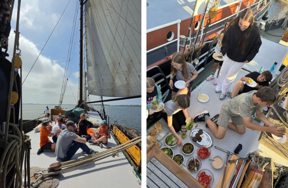 Entspanntes Segeln bei Sonnenschein
Abendessen an Deck     Bild: H. Dresel; I. Geisteuer