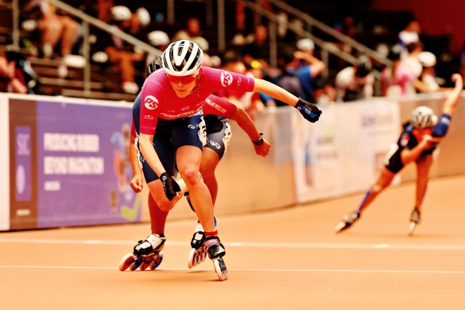 Anna-Laethisia Schimek zählt zu den besten Inlinespeedskaterinnen der Welt. Dass sie so erfolgreich ist, liegt auch am hessischen Fördersystem. „Ohne die Unterstützung der Sportstiftung Hessen wäre ich wohl nicht im Spitzensport gelandet“, sagt die 33-Jährige. Ihr Heimatverein ist der PSV BlauGelb Groß-Gerau.Foto: Thomas Wendt