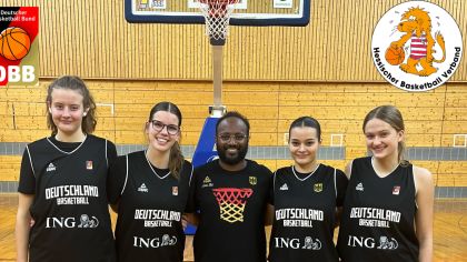 Mit Hanna Adaszewska (BC Marburg), Hannah Kruse (TSV Grünberg), Antonia Schütze (Rhein-Main Baskets) und Finja Heubel (HTG Bad Homburg) wurden vier hessische Spielerinnen zum DBB U18-Nominierungslehrgang (18.-22.12.2023) nach Heidelberg eingeladen.
Saymon Engler war in Heidelberg Mitglied im DBB-Trainerteam                Bild: Spissinger