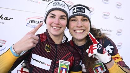 Wertvolle Punkte gab es für Kim Kalicki (links) mit Leonie Fiebig beim Weltcup-Sieg in St. Moritz                Bild: Viesturs Lacis