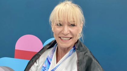 Monika Lang vom SC Judokan e.V. Ffm, Weltmeisterin Kata Einzel Damen Ü-55                Bild: Monika Lang