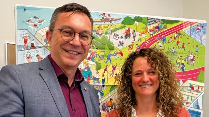Kinderschutzbeauftragter Alexander Bauer und Isabelle Schikora (Leitung im Referat Kindeswohl).Foto: Sportjugend Hessen