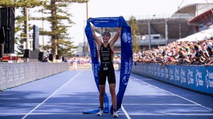 Lisa Tertsch wurde als erste Deutsche überhaupt im australischen Wollongong Triathlon-Weltmeisterin.                Bild: World Triathlon