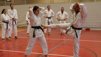 Kumite Unterstufe mit Gilbert Stache, A-Trainer Leistungssport                Bild: Martina Bier für den HFK