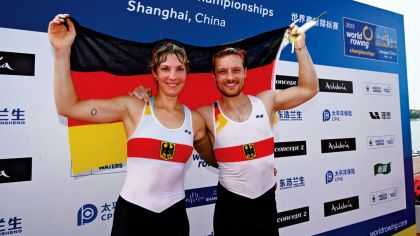 Weltmeister in Weltbestzeit: Kathrin Marchand und Valentin Luz triumphierten im Doppelzweier PR3. Foto: meinruderbild