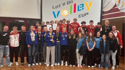 Die vier Teams der beiden hessischen Schulen in Bad Blankenburg