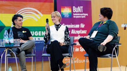 Eine spannende Podiumsdiskussion eröffnete neue Blickwinkel und regte die Teilnehmenden der Tagung zum Nachdenken an.Foto: Sportjugend Hessen