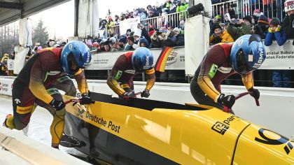 Spannend bis zum Ende machte es  das Team von Adam Ammour im Viererbob.                Bild: Victoria Grottan/IBSF   (Archivbild)