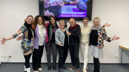 Engagieren sich f&uuml;r mehr Gleichstellung im organisierten Sport (von links): Claire Bargel, Sally Kulemann, Meike Henning, Brigitte Senftleben, Roland Frischkorn, Dagmar Schmitt-Merkl und Gundi Friedrich.
                Bild: lsb h