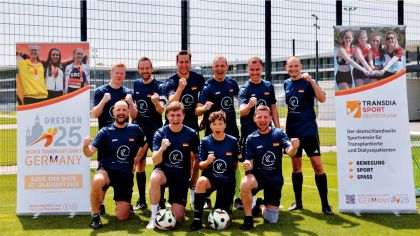 Zuversichtlich: Das deutsche Team um den Frankfurter Lars Weddige (obere Reihe, 2. von links) während der Vorbereitung auf dem Campus des Deutschen Fußball-Bundes (DFB) in Frankfurt.Foto: Privat