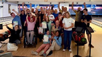 Teilnehmer des 1. Inklusiven Bowlingturniers in Hessen                Bild: Bowlingsportclub Bensheim 08 e.V.