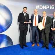 Stolze Gewinner des Deutschen Nachaltigkeitspreises (von links): Malik Walters, Jens Pr&uuml;ller, Frank Gr&uuml;bl und Andreas Klages.
                Bild: DNP