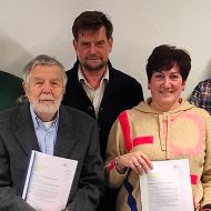v.l. Michael Helbing (Aikido Niedernhausen), Günter Steger (Vorstand TG Winkel), Julian Trieb (1.Vors. TV Kettenbach), Manfred Jennewein (1.Vors. Aikido Niedernhausen), Markus Jestaedt (Sportkreisvorsitzender), Nicole Schubbach (2.Vors. TV Bermbach), Arno Diefenbach (Schriftführer 1FC Hettenhain), Armin Lappas (1.Vors. FSV Winkel)                Bild: Manfred Schmidt, Sportkreis