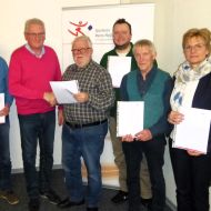Namen von links;
Fritz Werner (ATGV Kleinalmerode), Peter Dralach (Reit- und Fahrverein BSA), Joachim Kraus (Sportkreis), Raphael Vogelei (SV Hundelshausen), Wilfried Tiedemann (TG Witzenhausen), Martina Zunke-Scharf (TSG BSA)
                Bild: Sportkreis
