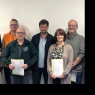 v.l. Werner Freimuth (TG Mittelheim), Alexander Wolf (TV Michelbach), Jörg Diedler (Schützenverein Lorch), Markus Jestaedt, Brigitta Söhn (TG Johannisberg), Peter Noack (SV Neuhof, Michael Ruff und Christoph Kremer (Rheingau Schwimmclub Eltville)                Bild: Sportkreis, Markus Jestaedt