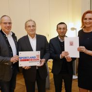 von links: Peter Beuth, Dieter Burkert, Mike Josef , Erica Fischbach                Bild: Bernd Georg,  Offenbach