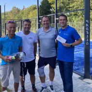 Foto v.l.n.r.: Jochen Horz (Sportkreis Lahn-Dill e.V.), Uli Scheinpflug (TC Braunfels), Thorsten Neul (1. Vorsitzender TV Braunfels), Tim Keßler (Stabsstelle Sport, Kultur und Ehrenamt Lahn-Dill-Kreis).                 Bild: Jochen Horz