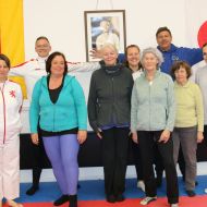 Gruppenfoto zum Thema: Selbstbehauptung & Wehrhaftigkeit, hinten in blau: Referent Hannes Marb, links: Anna Polanska HFK Frauenreferentin, links hinten: Marvin Bier Assistent                Bild: Martina Bier für den HFK
