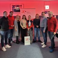 v.l.n.r.: Tim Binstadt (Sportjugend Hessen), Thomas Petzold (Sportkreis), Franziska Müller, Anastassia Kolcak, Jana Markovic, Alexander Kempf, Jörg Wagner & Eugen Kern (beide Sportkreis)                Bild: Sportkreis Offenbach e.V.