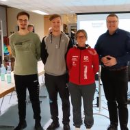 Der aktuelle Vorstand des FVH (v.l.n.r.): Ricardo Lieblein (Gießen, Präsident), Yannis Röhrig (Ebersgöns, 2. Vizepräsident), Tanja Rau (Butzbach, Kassenwartin), Dimitri Sendetski (Kassel, 1. Vizepräsident).                Bild: Floorball Verband Hessen