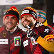 Auch ohne Medaille sind Adam und Issam Ammour gut gelaunt und zufrieden                Bild: Viesturs Lacis