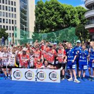 Alle Teams beim Streetfloorballturnier U13 Frankfurt am 28.06.2025.                Bild: Marion Bund
