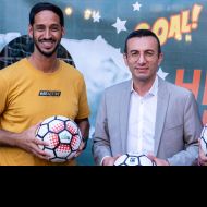 Amir Jemour, Mike Josef und Roland Frischkorn beim Bildungscamp "FAIRkickt" im Rahmen der Europäischen Woche des Sports 2023.                Bild: Florian Wiegand