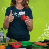 Ernährungsberatung auf dem Hessentag: Kirsten Brüning, Diplom-Oecotrophologin gibt Tipps.Foto: lsb h