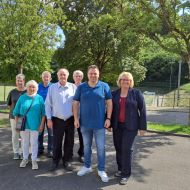 von links: Geschäftsstellenleiterin Petra Weigel, Christel Zill, Ulrich Manthei (Vorsitzender des  Beirates der Sportkreise), Wolfgang Fröhlich, Ehrenvorsitzender Klaus- Dieter Neumann, Thorsten Schenk, LSBH Präsidentin Juliane Kuhlmann                Bild: Sportkreis Odenwald