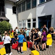 Am Sportsfinderday mini stand nicht nur Sport im Vordergrund, die Schulklassen mussten auch Teamaufgaben lösen.Foto: Sportjugend Hessen