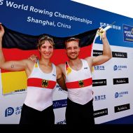 Weltmeister in Weltbestzeit: Kathrin Marchand und Valentin Luz triumphierten im Doppelzweier PR3. Foto: meinruderbild