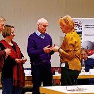 Verabschiedung der ehemaligen Vorstandsmitglieder (von links): Joachim Bauer, Dagmar Jung und Herbert Stündl.