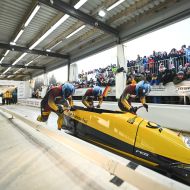 Spannend bis zum Ende machte es  das Team von Adam Ammour im Viererbob.                Bild: Victoria Grottan/IBSF   (Archivbild)