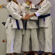 Silber: Kata Team Damen SC Judokan e.V. 2, v. rechts: Patricia Hebbel, Shirley Jay, Rita Siebert                Bild: Martina Bier (HFK Pressereferentin) für den HFK