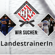 Ein Symbolbild mit zwei Landestrainern und Athletinnen sowie dem HJV-Logo