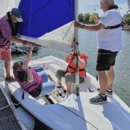 Matthias Sator und Christian Bittner mit Crew - klar zum ablegen                Bild: Mitglied ORV